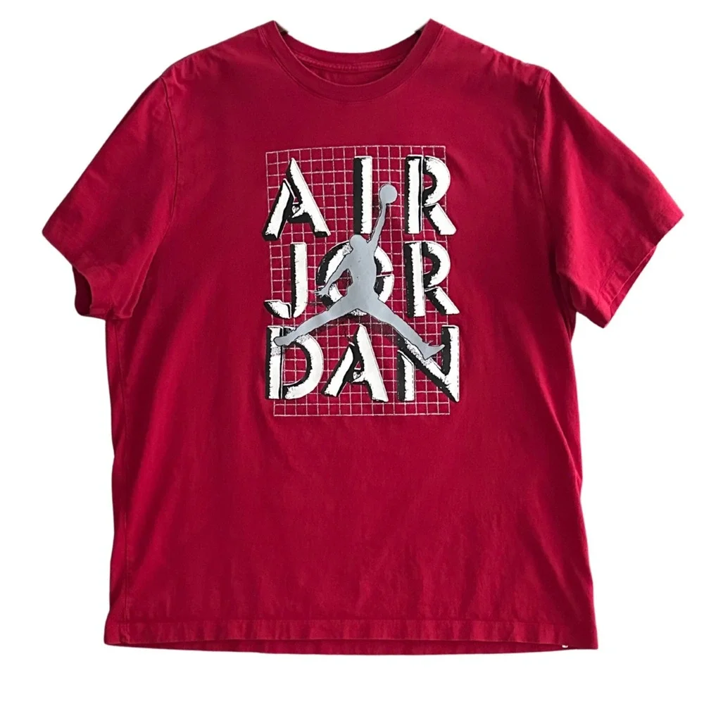Jordan 4 Bred T-Shirt Jumpman Stack Flight Graphic Red Mens 2XL XXL FN5978-687